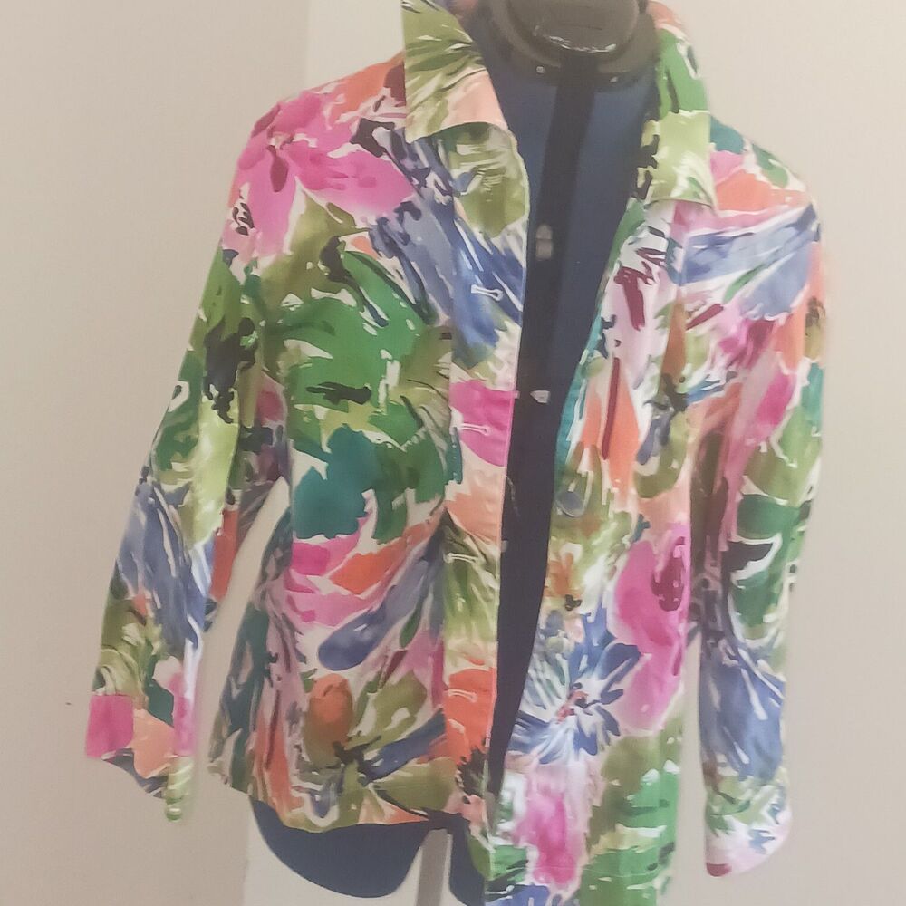 Draper's & Damon's Multicolor Jacket Cotton Blend Jacket 2x Plus Size